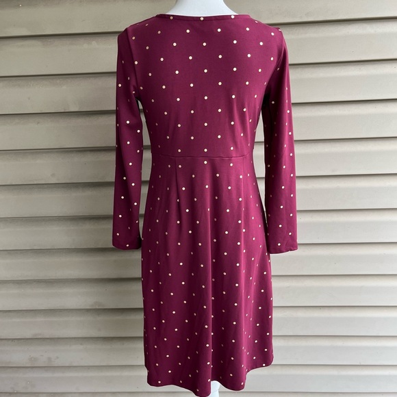 •Old Navy• NWOT Maroon Polka Dot Fit & Flare Knit Dress - Size Small - Picture 5 of 7